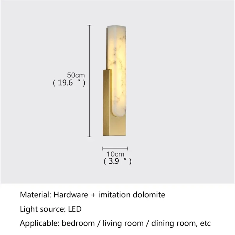 SEAN Nordic Wall Lamp Modern Creative Fixtures Rectangle Design Marble LED Indoor Living Room Bedroom Lighting