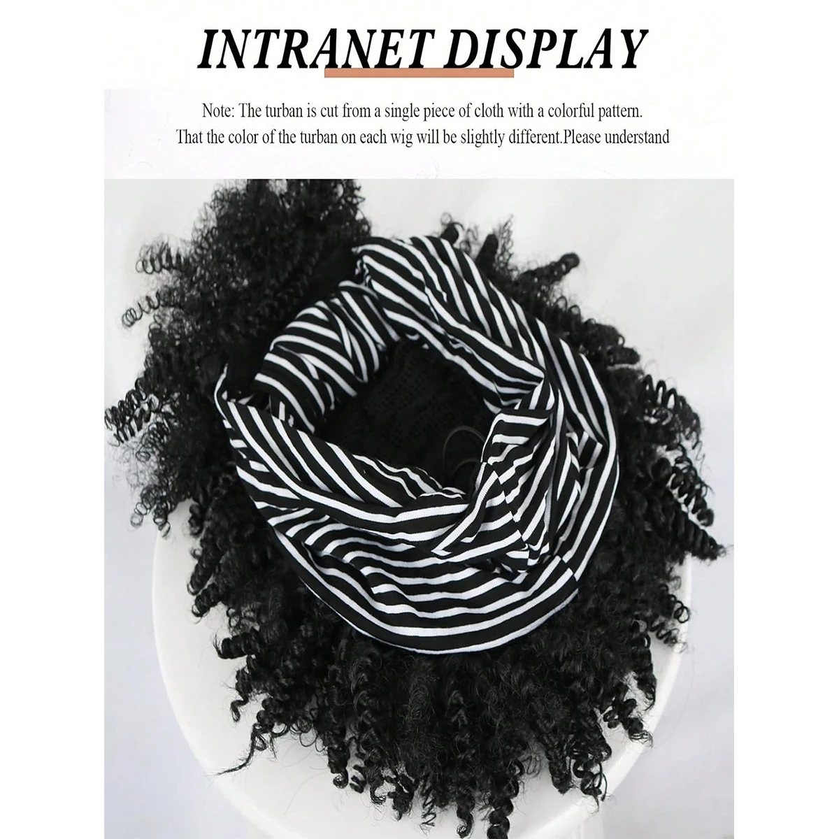 أسود عقال الباروكات للنساء شعر مستعار شديد التجعد الأفرو مع الاصطناعية شعر مستعار قصير مع عقال المرفقة حك الباروكات #6
