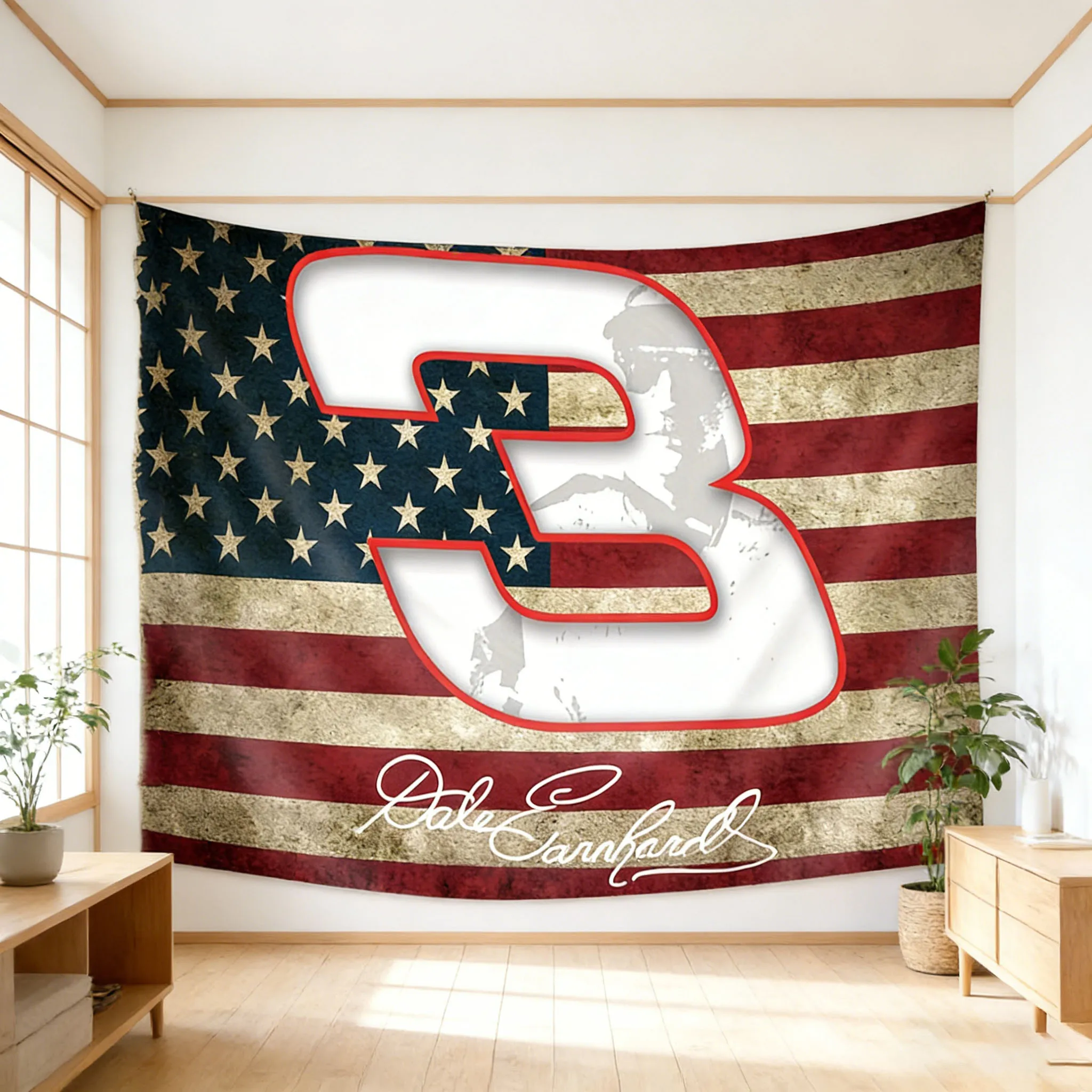 Dale Earnhardt Sr #3 Flag Banner, Available in 2×3ft & 3×5ft, Single-Sided Print, Indoor Outdoor Home Wall Decor for Fans