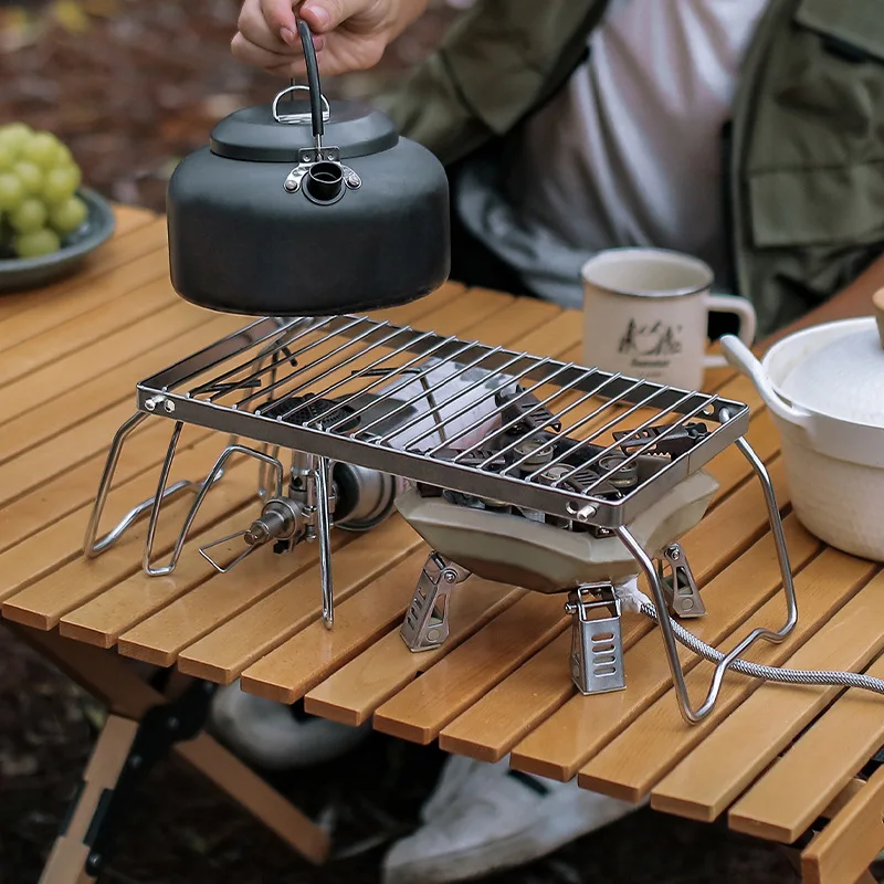 Folding Campfire Grill Portable Stainless Steel Camping Grill Grate Gas Stove Stand Multifunctional Outdoor Wood Stove Stand