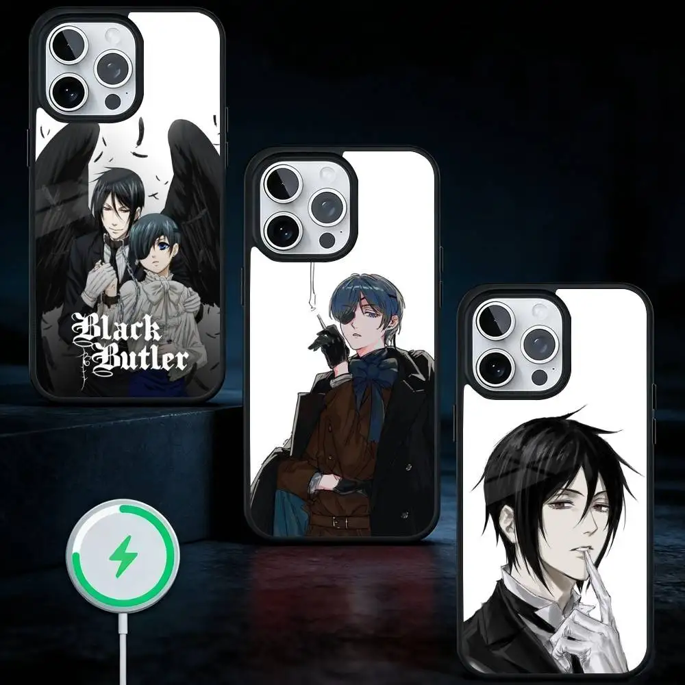 

Anime Black B-Butler Phone Case For iPhone17,16,15,14,13 Plus,Pro Max Magnetic For Magsafe Wireless Charging