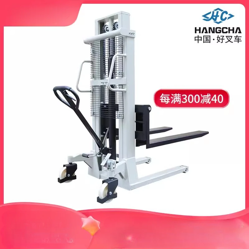 Manual push truck 1 ton 1.5 tons 2 tons double gantry manual lift truck forklift cargo stacker