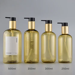 300/500ml Shampoo Shower Gel Dispenser Soap Bottle Gold Pump Refillable Bottle for Hotel Bathroom Lotion Storage Container