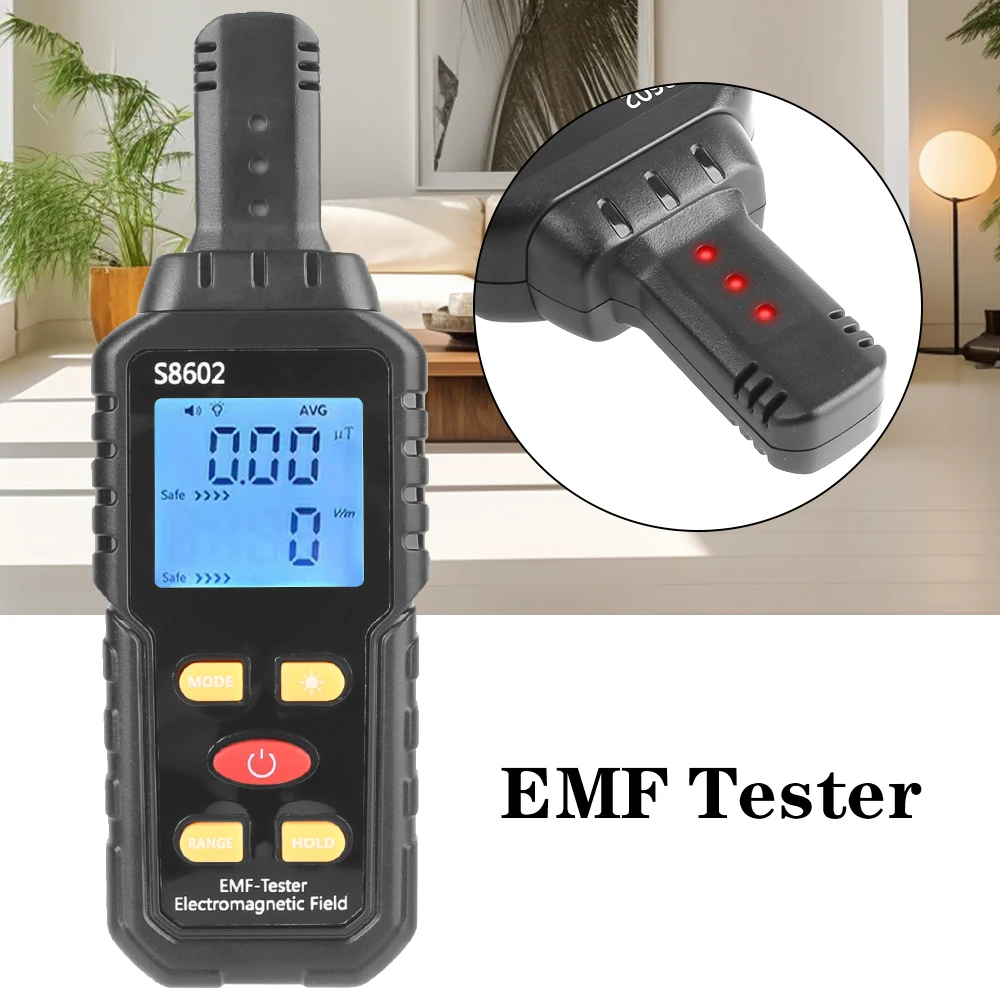 EMF Tester Portable Electric Magnetic Field Temperature Test 3 LED Indicator Electromagnetic Field Radiation Detector 3 In 1