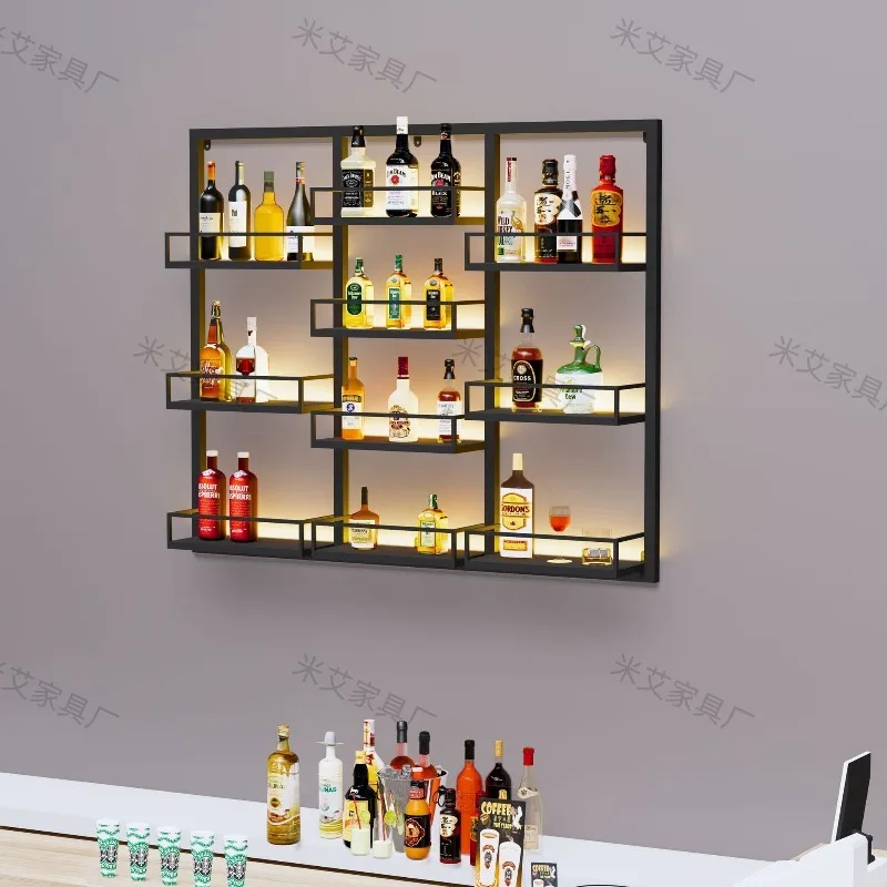Nordic creative wine rack wall-mounted wine cabinet bar counter background decoration wall rack restaurant modern simple wine ca