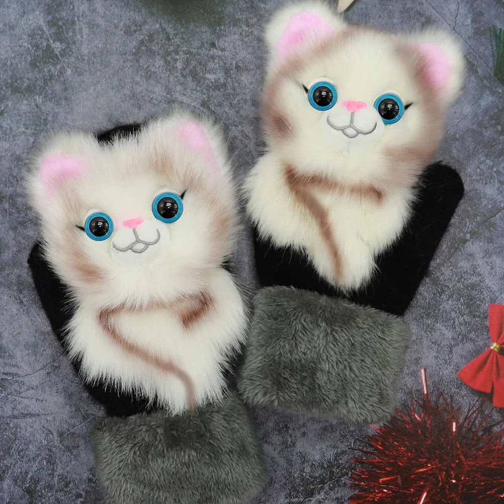 

Gloves for Men Wear-resistant Plush Travel Winter Compact Warm Lovely Animal Fluffy Man