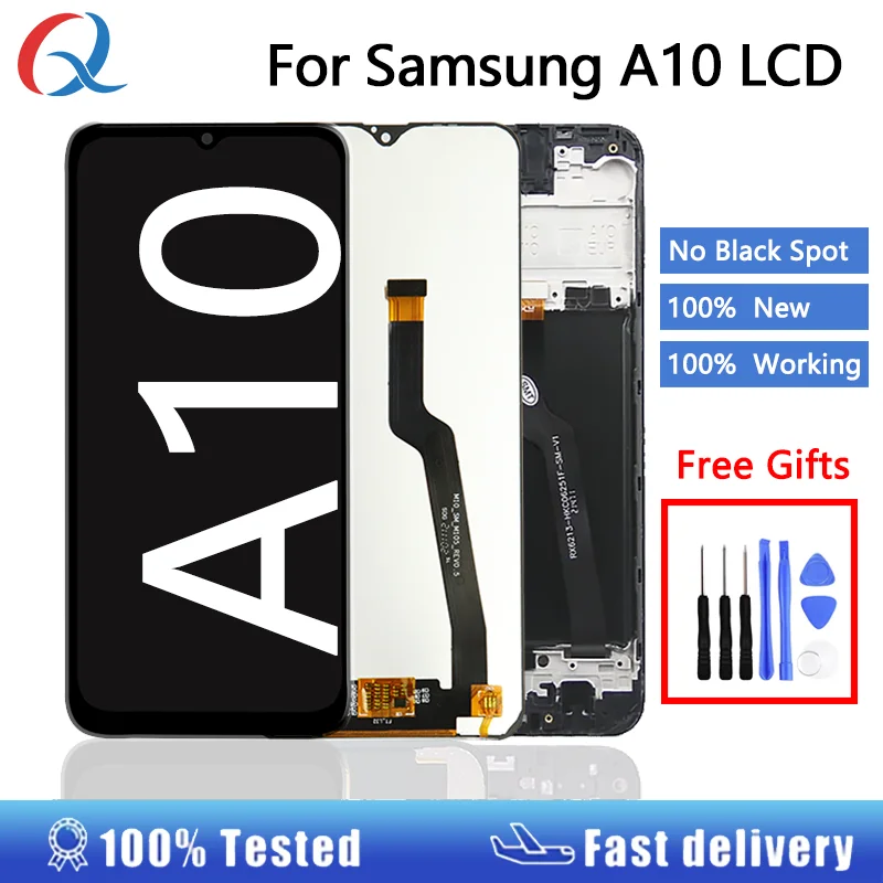 Tela LCD para samsung galaxy A10 a105f a105m, peça sobressalente com moldura