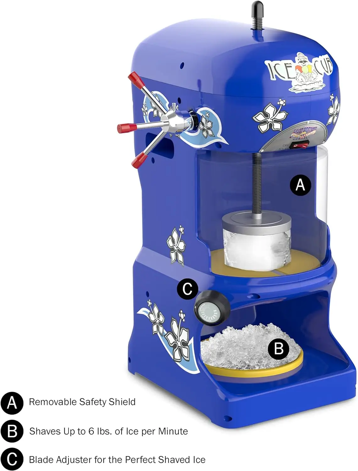 

Ice Cub Shaved Ice Machine - Powerful Crushed Ice Maker and Snow Cone Machine for Parties, Concessions,