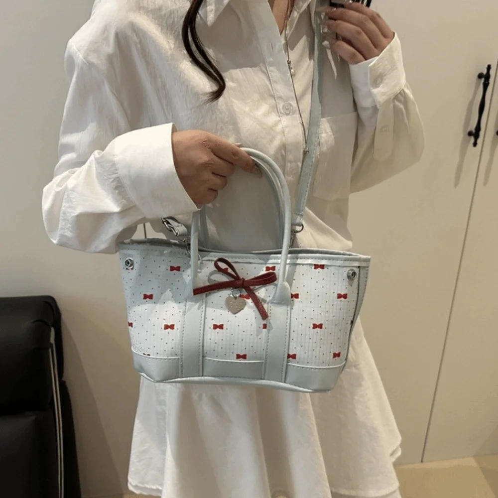 

Fashion Stylish Bow Shoulder Bag Casual Leisure Bowknot Bucket Bag Sweet Adjustable Strap Women's Handbags Purse