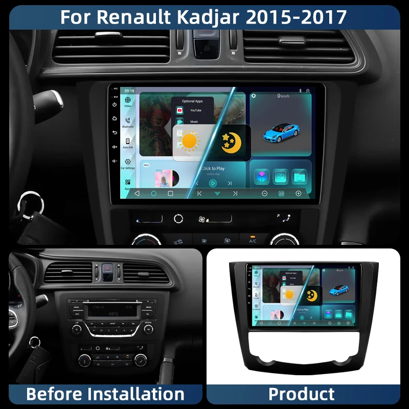 

Android 13 Carplay Auto For Renault Kadjar 2015 2016 2017 2018 2019 AI Voice Multimedia Navigation Car Radio Player WIFi+4G DSP
