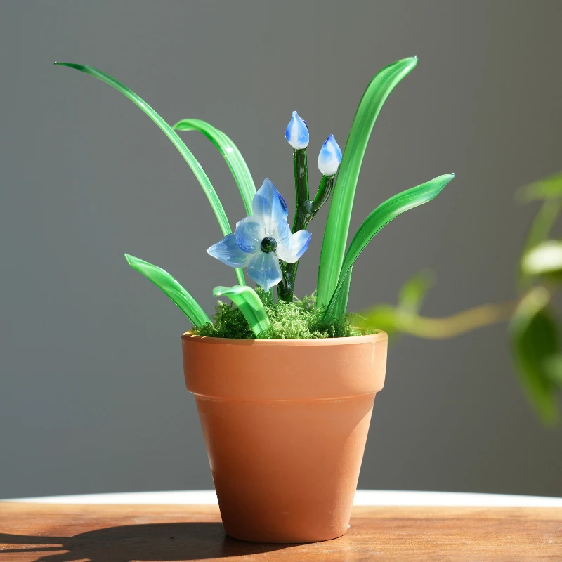 

Glazed simulated orchid potted plant handicrafts Chinese entrance tea table desktop flower decoration ornament gift