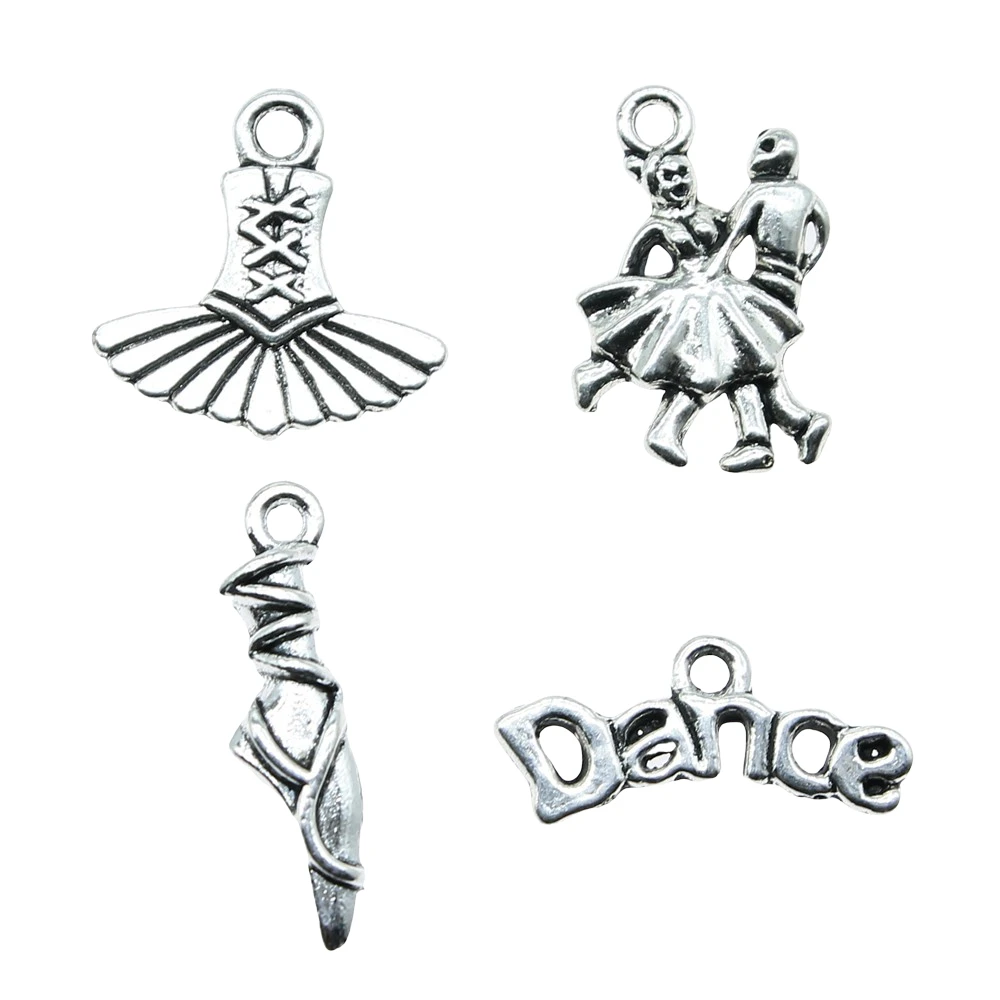 20pcs Charms Dance Antique Silver Color Dance Skirt Charms Jewelry Findings DIY Ballet Dance Charms Wholesale