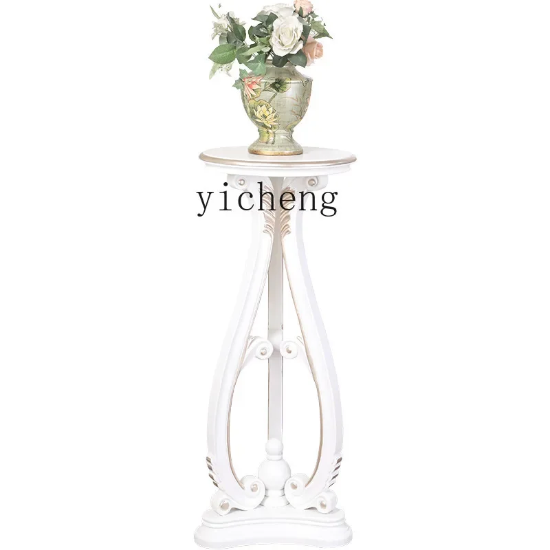 ZK Solid Wood Flower Stand White Indoor Jardiniere American Wooden Creative Flower Green Radish Stand