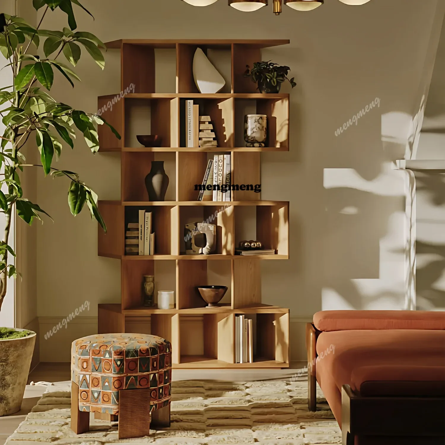 Y136 Y136 Nordic all solid wood bookshelf floor-to-ceiling living room open oak bookcase modern log wind storage Bogu shelf cust