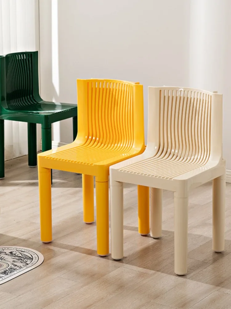 Modern Slatted Plastic Dining Chair Nordic Living Room Backrest Kitchen Chairs Restaurant Cafe Stool Furniture