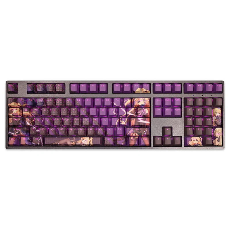Fischl 108 Keycap Genshin Impact Game PBT DYE Sublimation Light Transmitting Cherry Switch Cross Key Cover Mechanical Keyboard