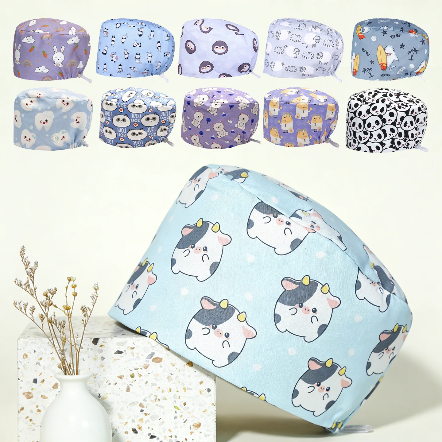 

Медицинские шапочки BESTIN для женщин, 100% плотный хлопок, для стоматологов, медсестер и ветеринаров, аксессуары для униформы