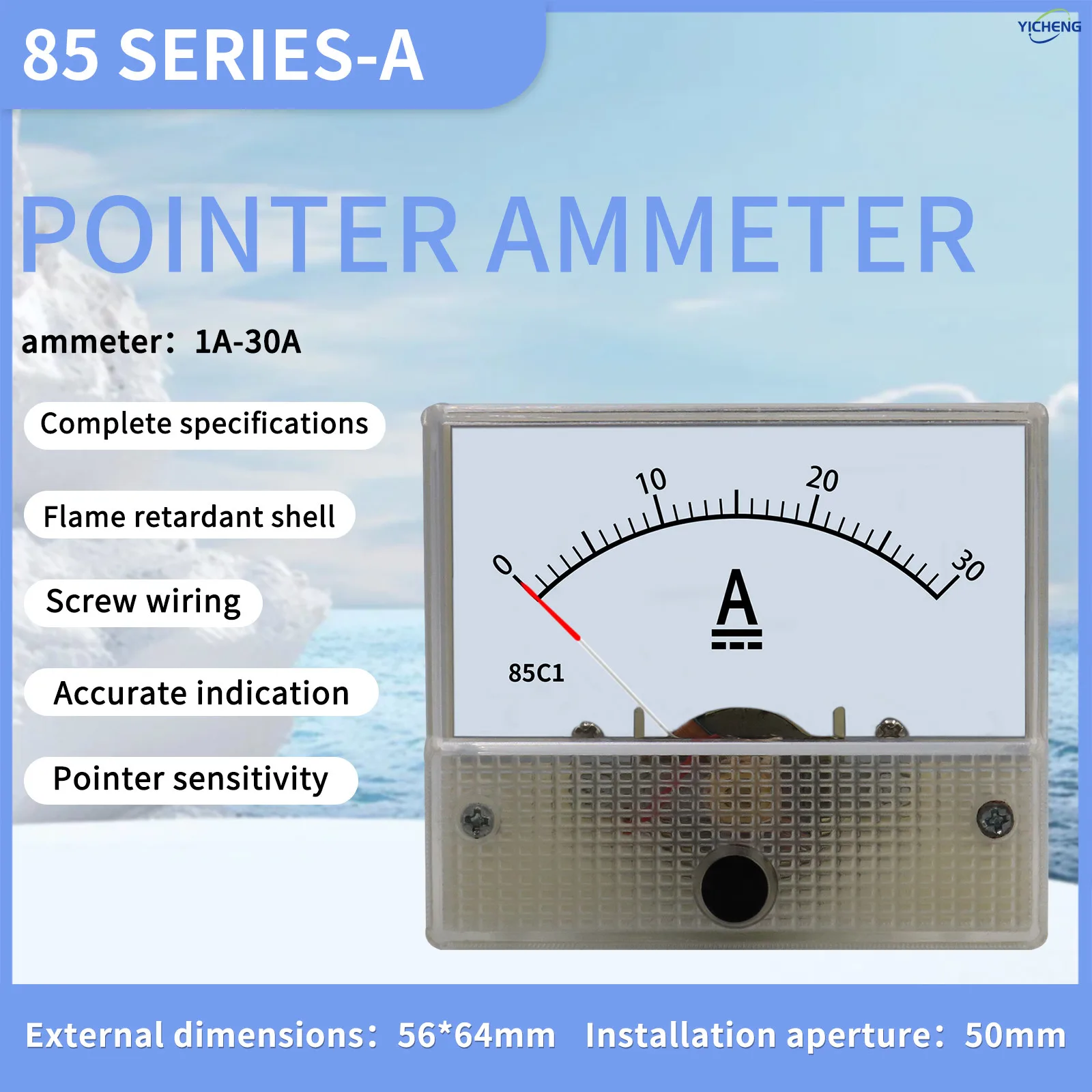1Pcs 85L1 AC Pointer type ammeter 1-50A Direct connection.30-1000/5A It needs to be paired with a current transformer to be