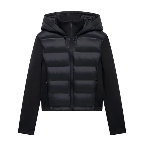 Autumn Winter New Women's Lightweight Warm Down Coat Long Sleeve Zipper Hooded Sports Padded Jacket