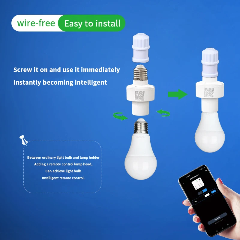1PC Smart Bluetooth -compatible Light Socket E27 Bulb Adapter Lamp Holder Base AC85-265V Smart Life App Controller