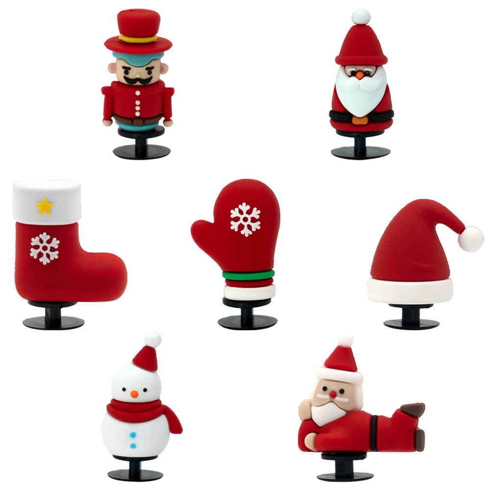 1/7pcs 3D Christmas Shoe Charms Santa Snowman Christmas Hat  Sock Shoe Accessories Pins for Woman Men Kids Buckle Decorations