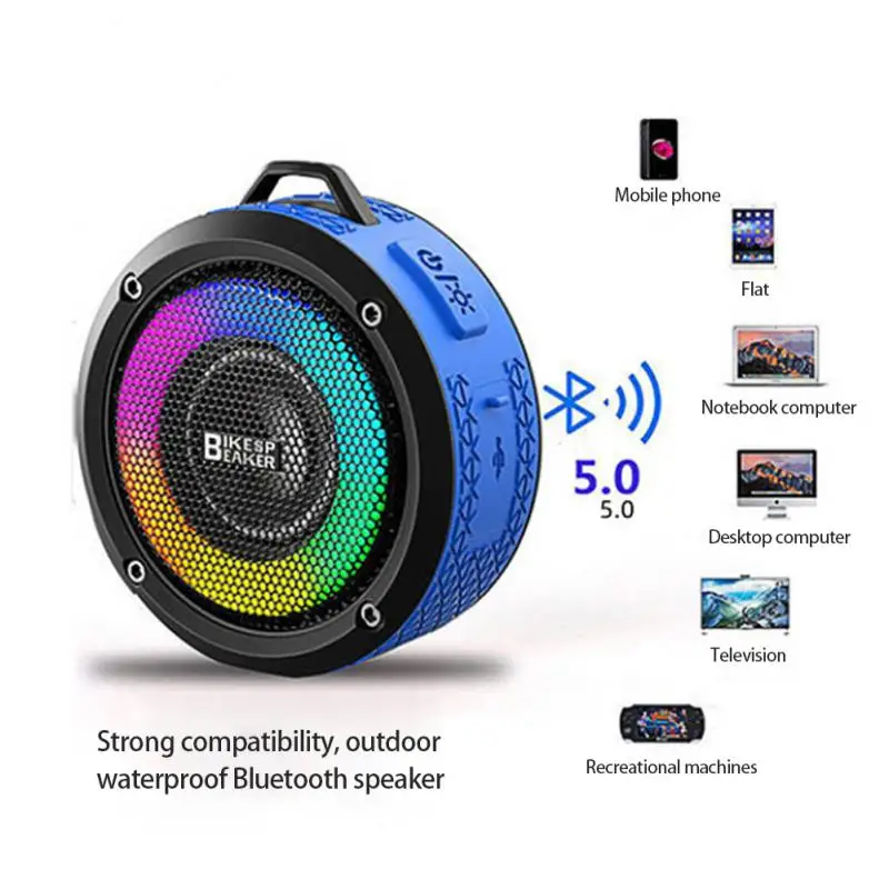 2023 Outdoor Riding Waterproof Bluetooth-compatible Wireless Speaker RGB Colorful Luminous High-power Subwoofer Speaker