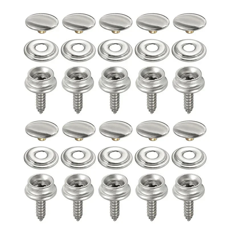 10 Sets Snap Fastener Stainless Canvas Caps Screw Kit Tent Marine Boat Canvas Cover Tools Sockets Buttons Car Canopy Accessories