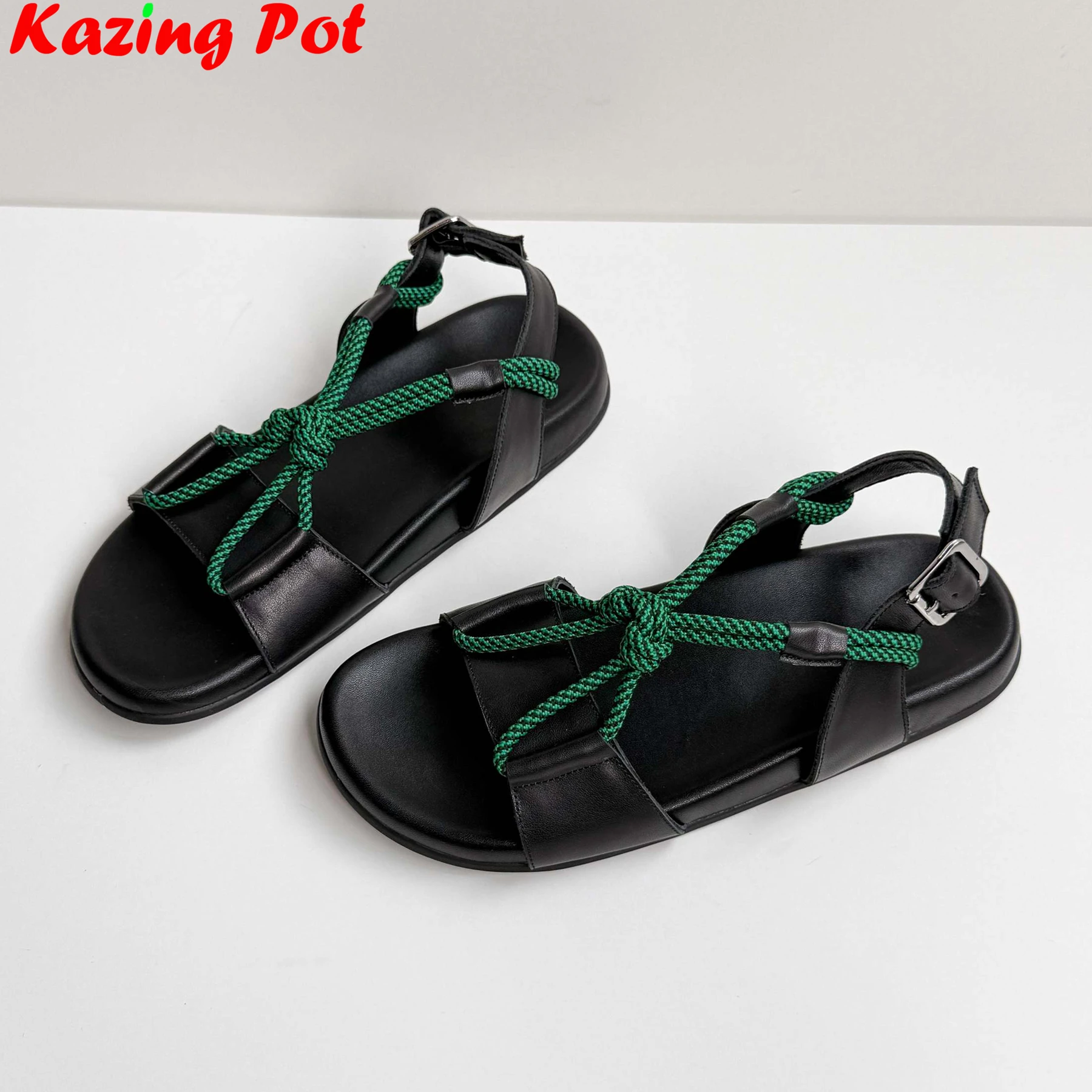 

Krazing Pot из коровьей кожи, элегантные летние туфли на низком каблуке для свиданий, роскошные дизайнерские офисные женские повседневные женские сандалии с открытой пяткой