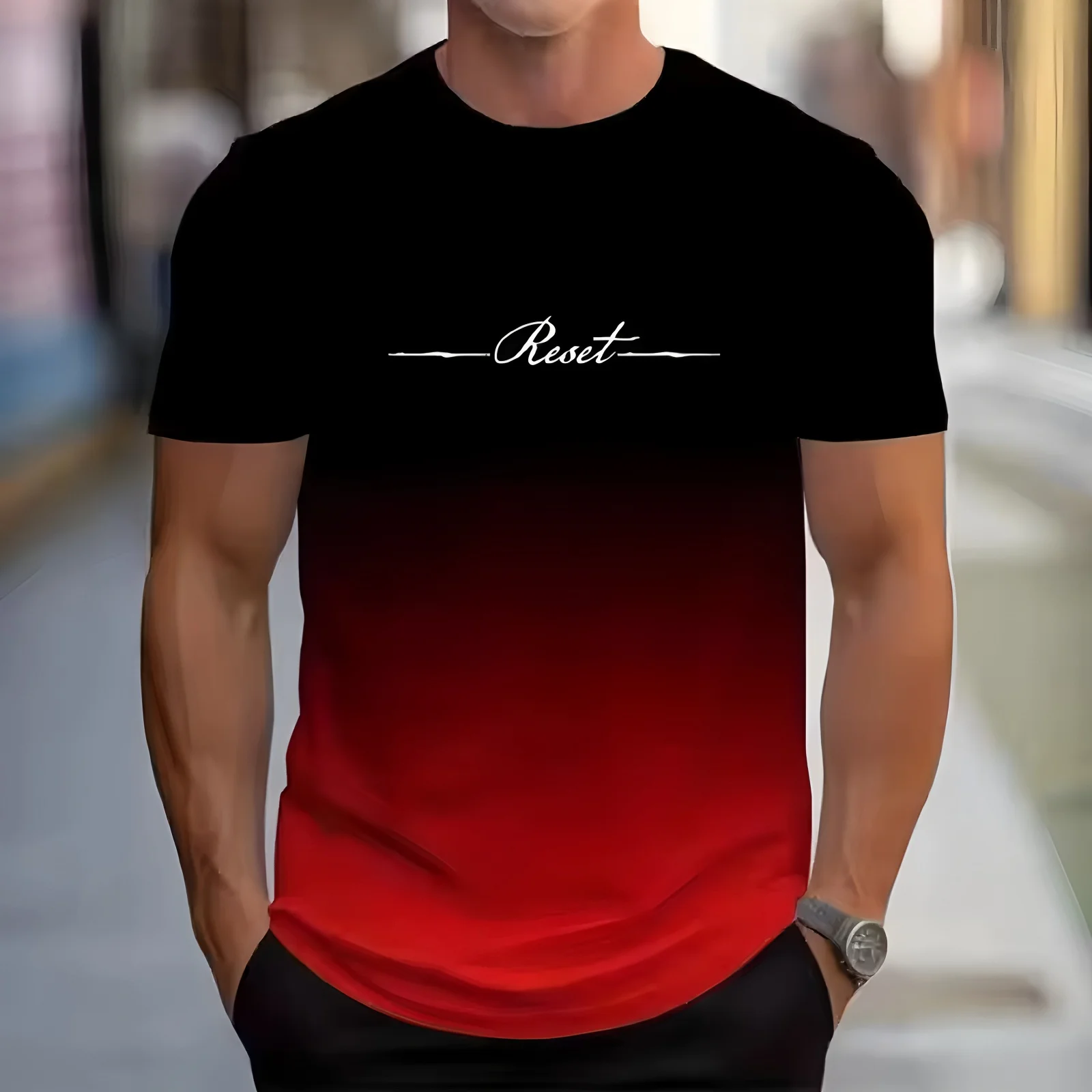 

mens summer clothing casual graphic t shirts with 3D printed letter gradient pattern round neck tees short sleeved tops for men
