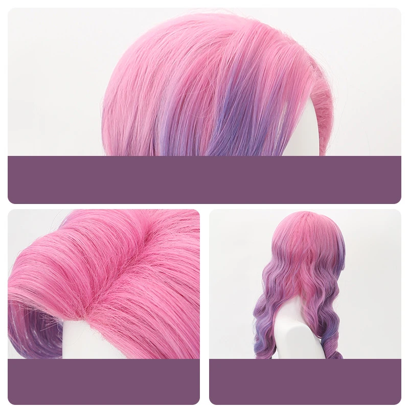KDA 세라핀 코스프레 가발 게임 LOL 꿈꾸는 보라색 긴 머리 액세서리 여성용 고온 와이어 헤어