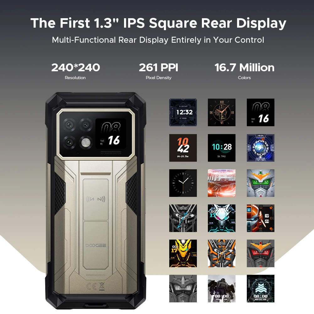 DOOGEE S200 Max Rugged Phone 36GB 512GB 22000mAh Battery 66W Dual light flashlight 1.32" Rear Display 108MP Camera Android 15