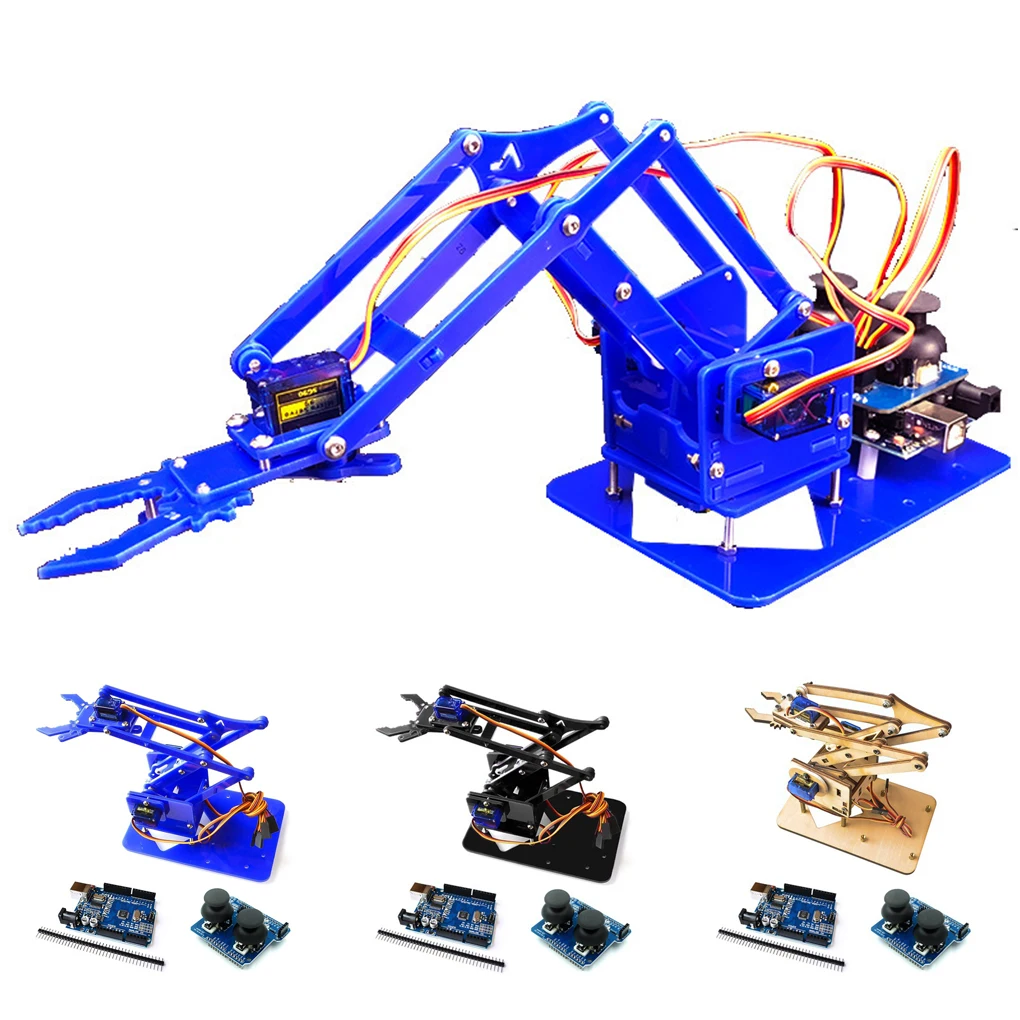 4 DOF Unassembly Acrylic Mechanical Arm Robot Manipulator Claw for Arduino Maker Learning DIY Kit Robot Programming Robot Arm