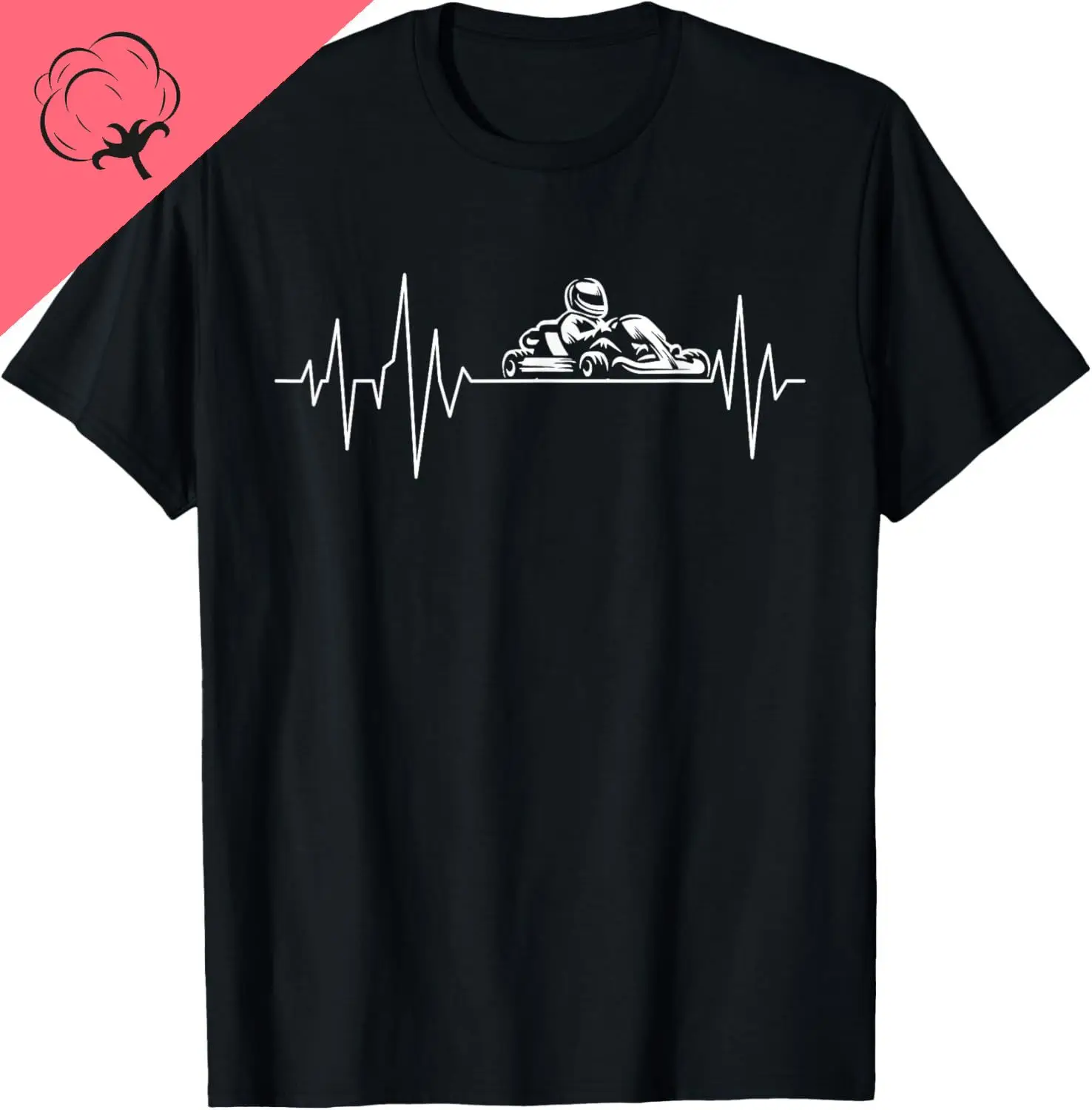 Go Karting Heartbeat - Go Kart Race Driver Go Cart T-Shirt Cotton Customizable Graphic T Shirts  Camisas Streetwear