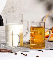 350/500ML Glass Scaled Measuring Cup Household Heat-Resistant Water Cup With Handle Household Kitchen Baking Milk Measuring Cup
