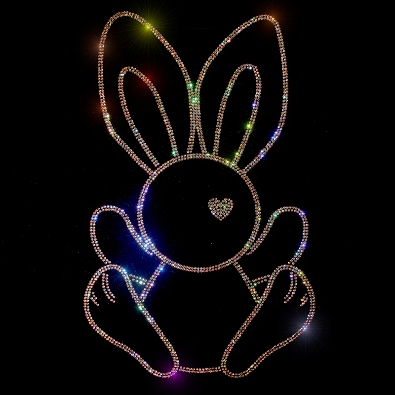 Shiny diamond stickers High-grade rhinestone cartoon rabbit Iron sweater jacket T-shirt clothing DIY accessories