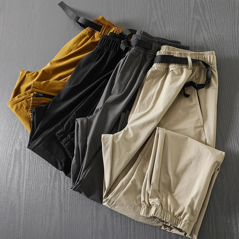 

Outdoor Quick Drying Splash Proof Lightweight Elastic Breathable Spring Summer Men's Sports Leggings Casual Thin Pants Camping