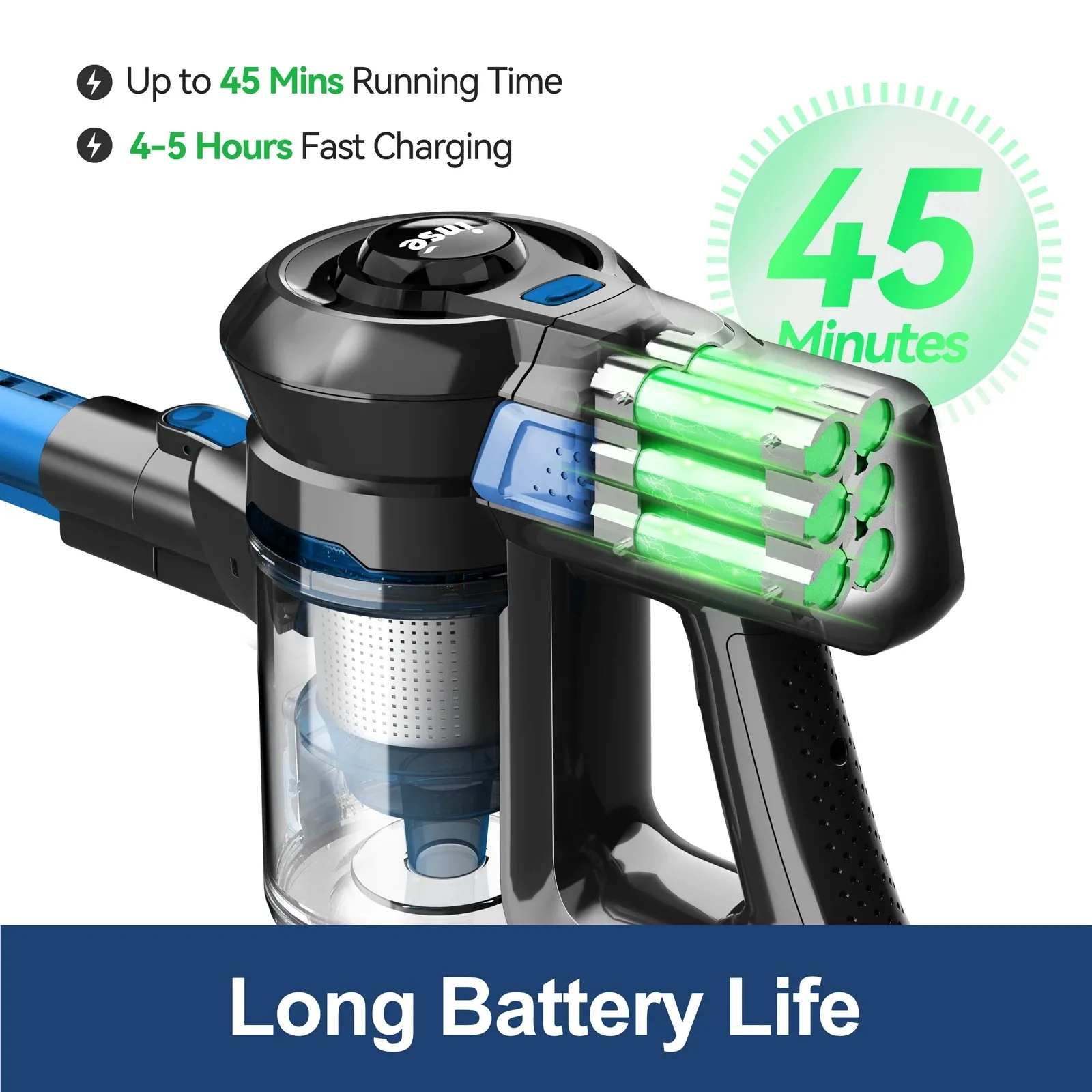 INSE N660/N650 مكانس كهربائية لاسلكية 6 في 1 مكنسة كهربائية قوية مع محرك 165 وات مكنسة محمولة خفيفة الوزن للسجاد المنزلي