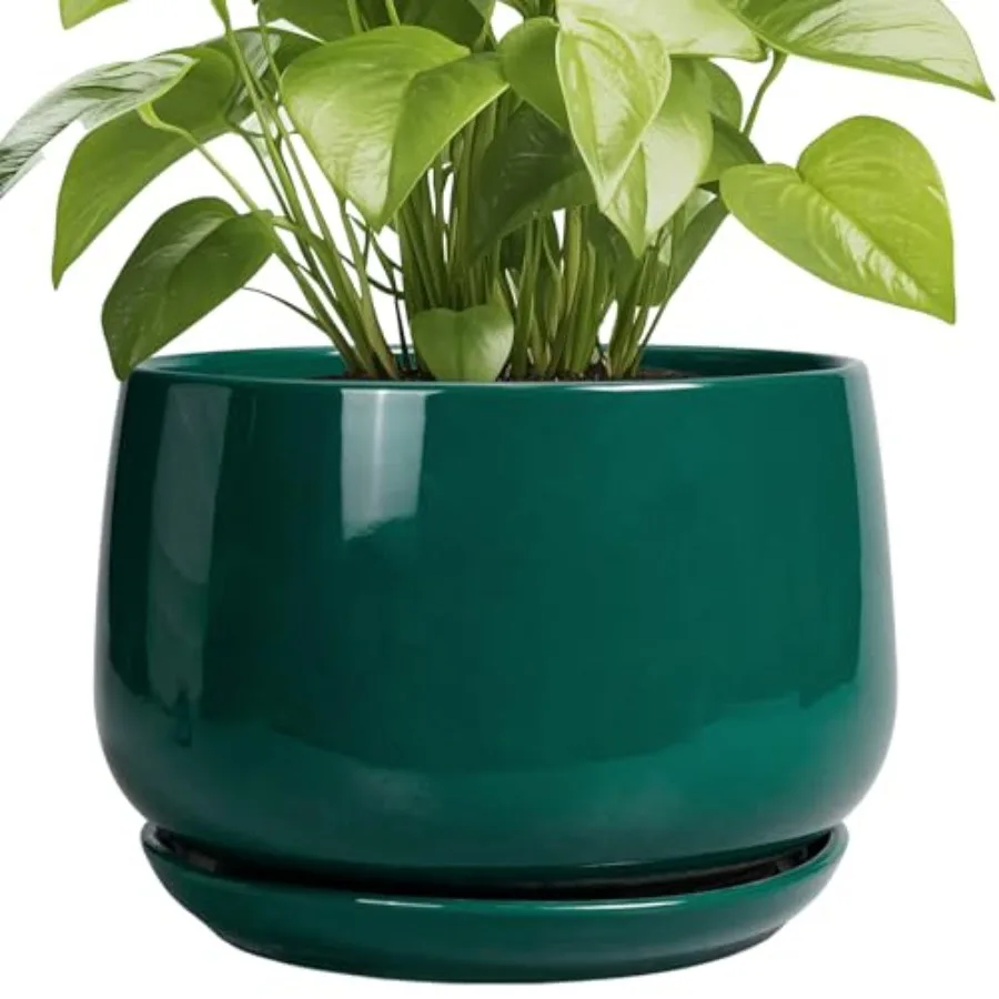 

Ceramic Pots for Plants - Ceramic Planter for Indoor Plants, Round Planter with Draage and Saucer, Modern Flower Pots for Outdo