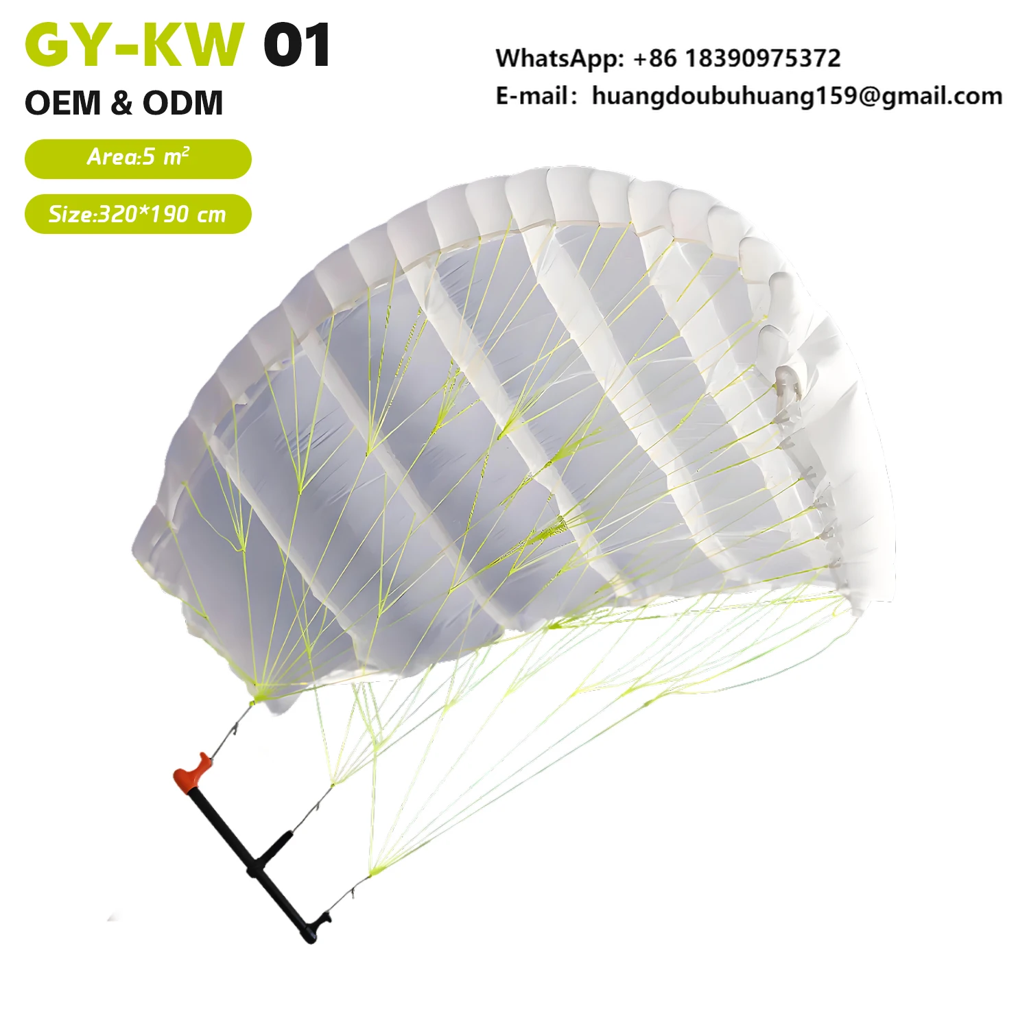 

4.5m Parawing Wing Foil Package With Rigid Carbon Handle Beginner Friendly Inflatable Parawing for Hydrofoil & Wingfoil