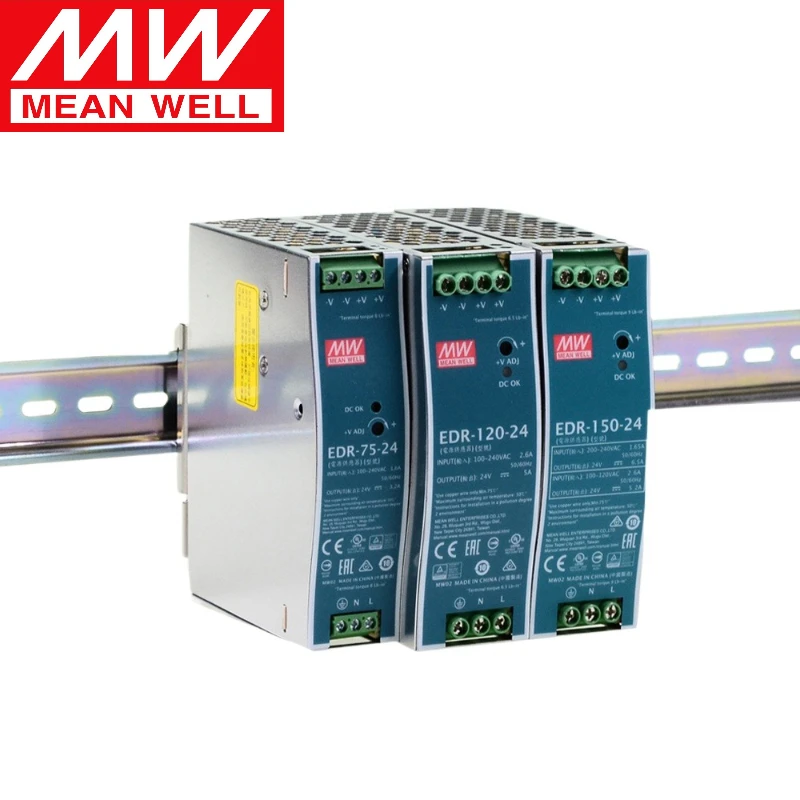 

EDR/XDR Mingwei 220V To 24V Switching Power Supply 12V/48V/36V Rail 75E150W120 DC 240V/480V