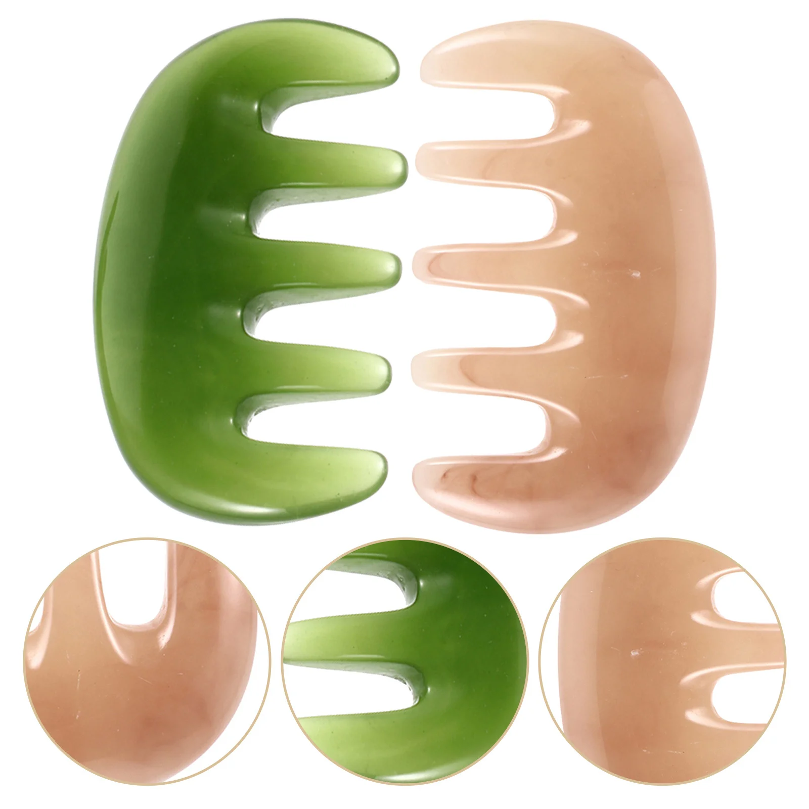 

2 шт., расческа-массажер для кожи головы, смола, воск, материал, гладкий, толстый дизайн, удобный для тела, массажный инструмент для акупунктурных точек, Гуа Ша, соскабливание, широкий