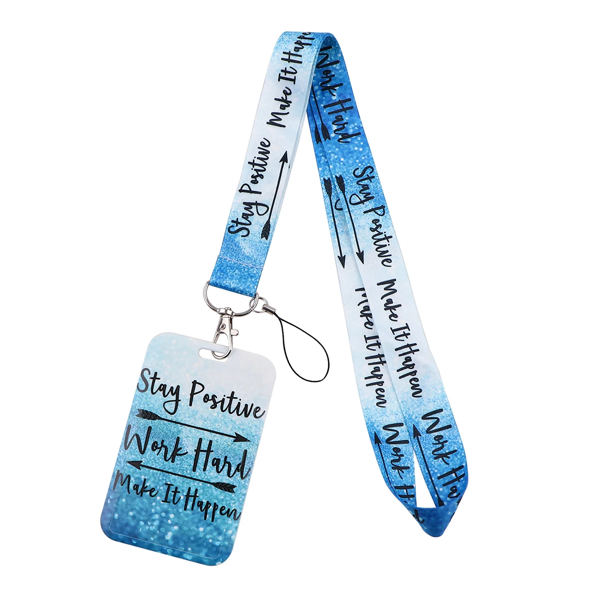 Colorful Quote School Lanyard Card Holder for key ID Card Cellphone Straps Student Badge Holder DIY Hanging Rope Accessories