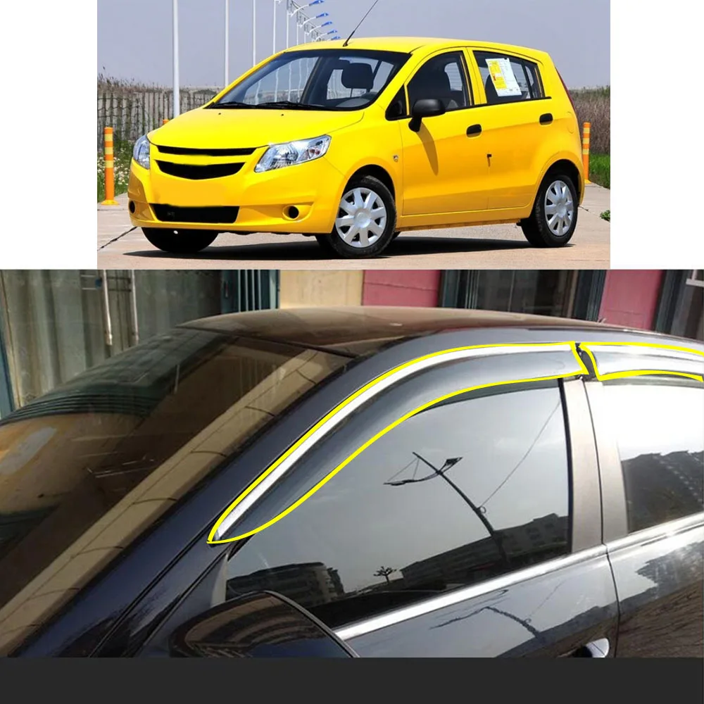 

Car Sticker Plastic Window Glass Wind Visor Rain/Sun Guard Vent Parts For CHEVROLET Sail Hatchback 2010 2011 2012 2013 2014