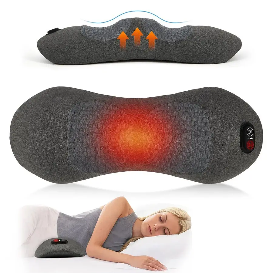 

in 1 Rechargeable Back Massager with Heat, Height Adjustable for Bed and Chair, Electric Lumbar Support Pillow Back Massager, Re