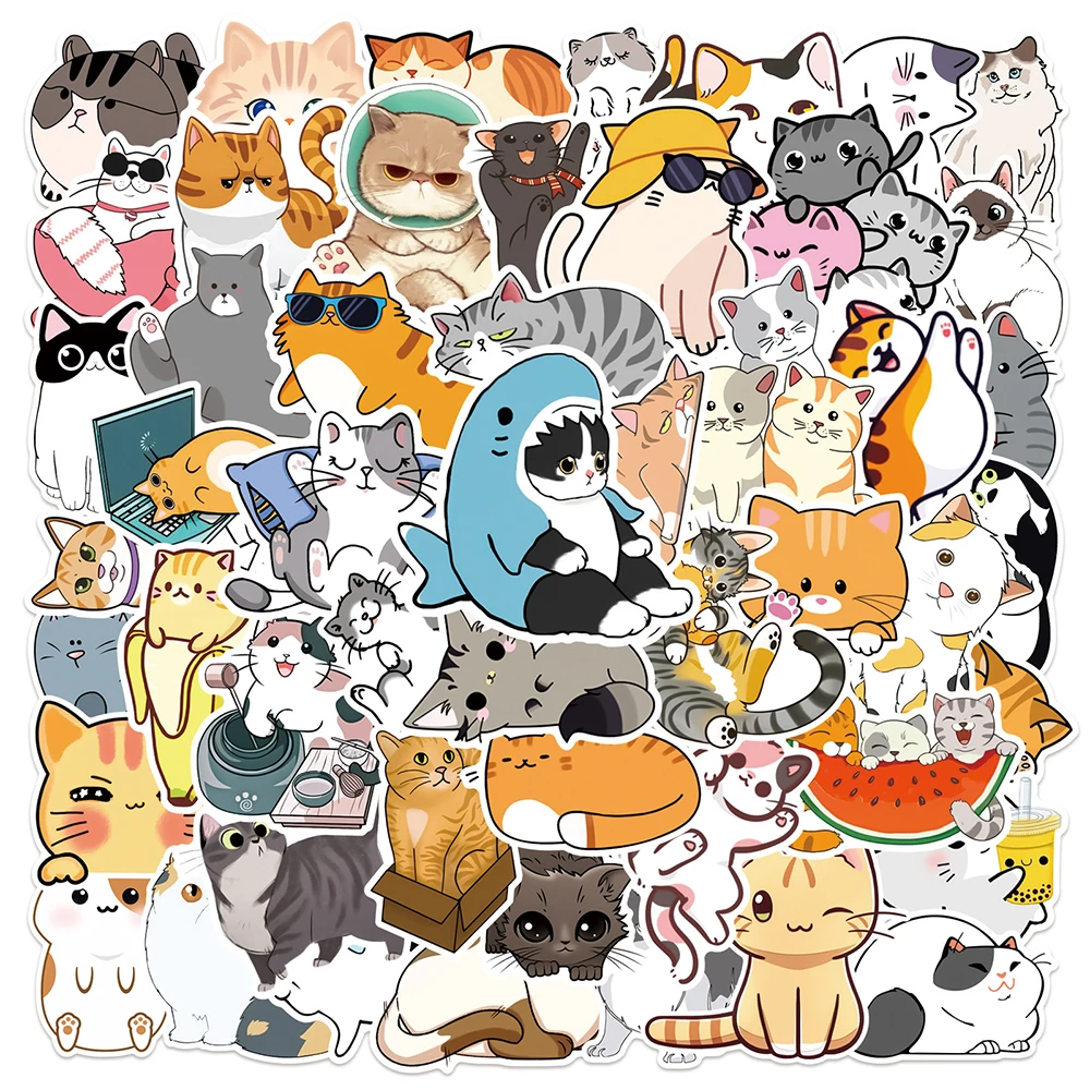 

10/30/50pcs Cute Cats Cartoon Stickers Kawaii Girls Aesthetic Animals Decals Scrapbooking Laptop Stationery Decoration Sticker