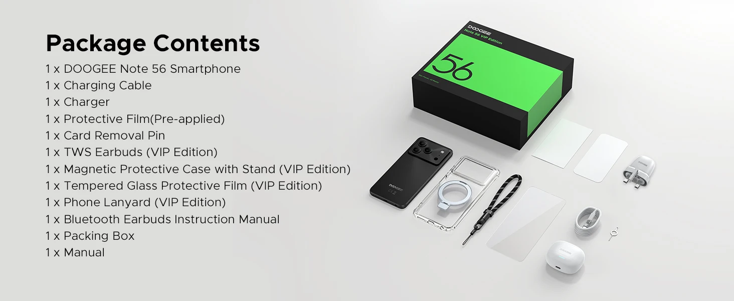 Global Version DOOGEE Note 56 VIP Smartphone Android 16 6150mAh Large Battery 6.56'' Display 24GB 64GB 8MP Camera Mobile Phone