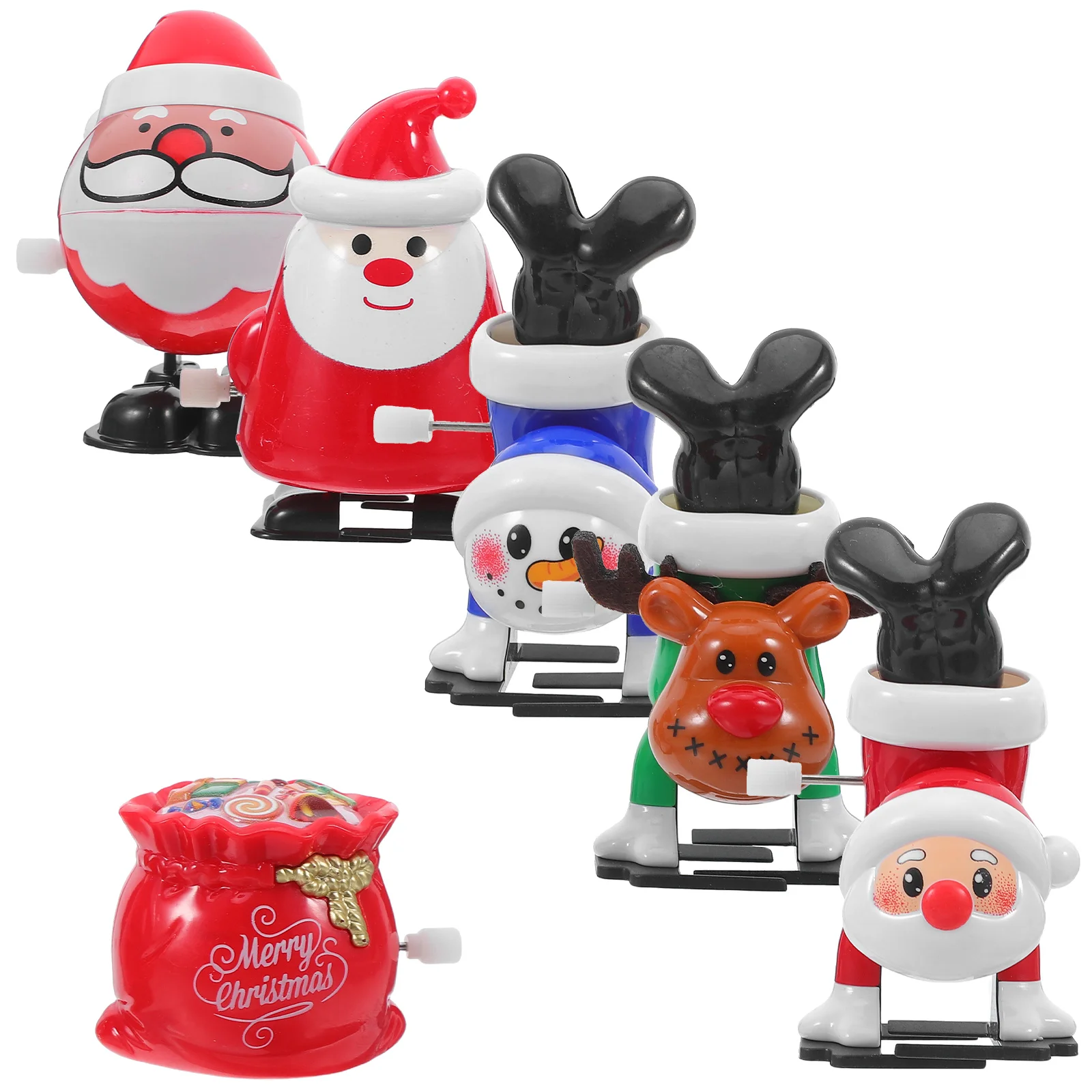 1Set Christmas Windup Clockwork Stocking Stuffers Santa Reindeer Snowman Holiday Party Favors Fun Interactive Gifts