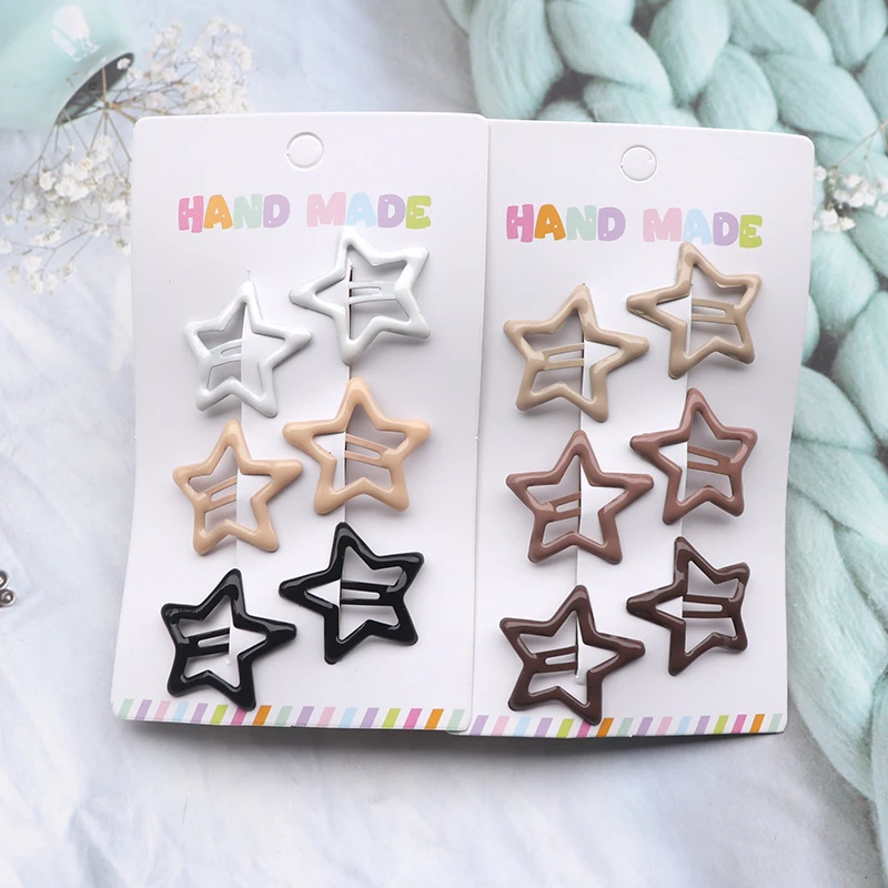 12 Teile/satz Bunte Stern Haar Clips Für Mädchen Polka Dot Metall Snap Bb Clip Haarnadel Headwear Mini 3Cm Bb haar Clip Kinder Kopfbedeckungen – Detail 16