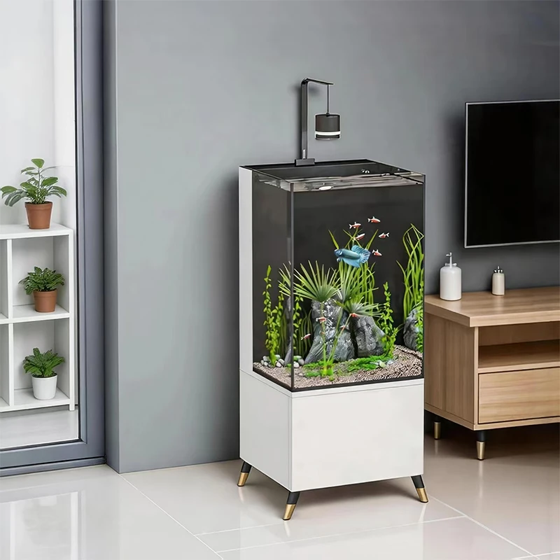 Ultra-transparent glass fish tank with bracket and LED light, full set