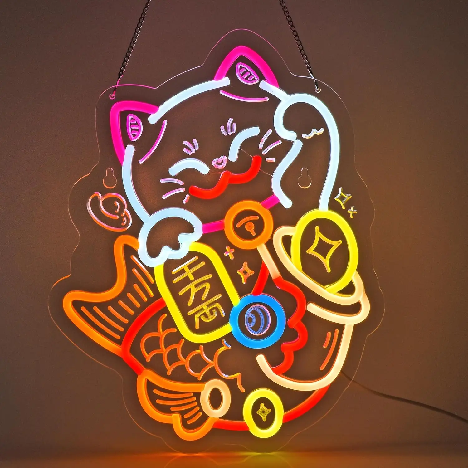

Japanese Welcome Neon Sign Fortune Cat USB LED Neon Light for Japanese Style Shop Home Bedroom Decoration Birthday Gift